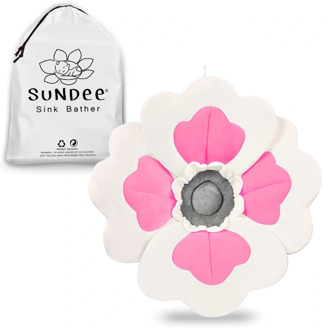 Flower Babybath Pad, Soft Seat Support for Infant Bathing, Baby Bath Sink Bather Pillow, Newborns Quick-Drying Baby Bath Mat - 4 Petals