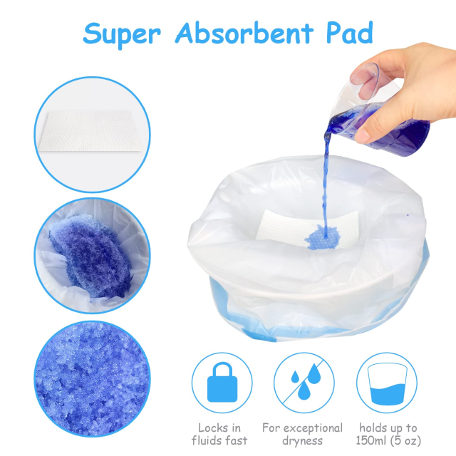 Disposable Potty Chair Liners with Drawstring for Universal Potty Training Toilet Seat, Toddler Portable Outdoors Travel Toilet Liners with Super Absorbent Pad