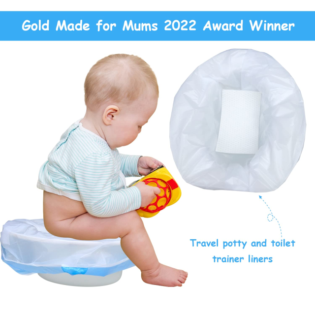 Disposable Potty Chair Liners with Drawstring for Universal Potty Training Toilet Seat, Toddler Portable Outdoors Travel Toilet Liners with Super Absorbent Pad