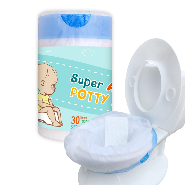 Disposable Potty Chair Liners with Drawstring for Universal Potty Training Toilet Seat, Toddler Portable Outdoors Travel Toilet Liners with Super Absorbent Pad