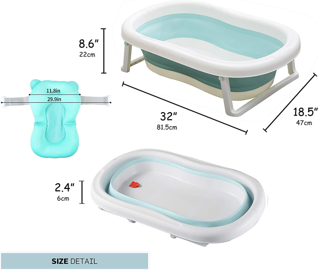 Baby Bath Tub for Girls, Toddler Foldable Bathtub Infant Shower Basin