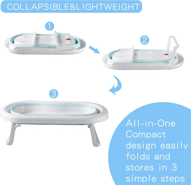 Baby Bath Tub for Girls, Toddler Foldable Bathtub Infant Shower Basin