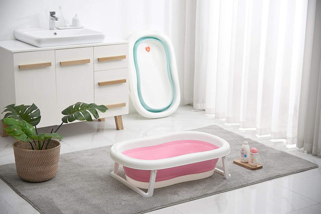 Baby Bath Tub for Girls, Toddler Foldable Bathtub Infant Shower Basin