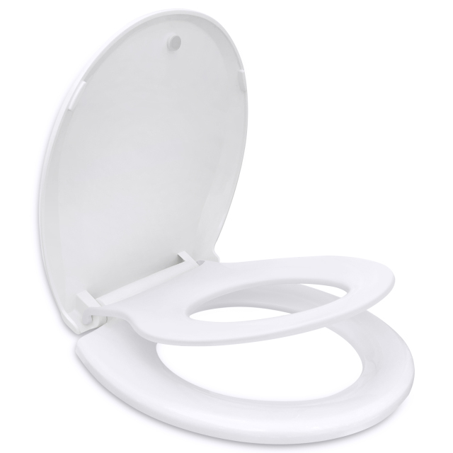 Elongated Toilet Seat with Built in Child Seat, Slow Close and Easy to Install with American Standard Hinges, Quick Release and Easy to Clean, Magnetic Kids Seat Suitable for Adults and Children