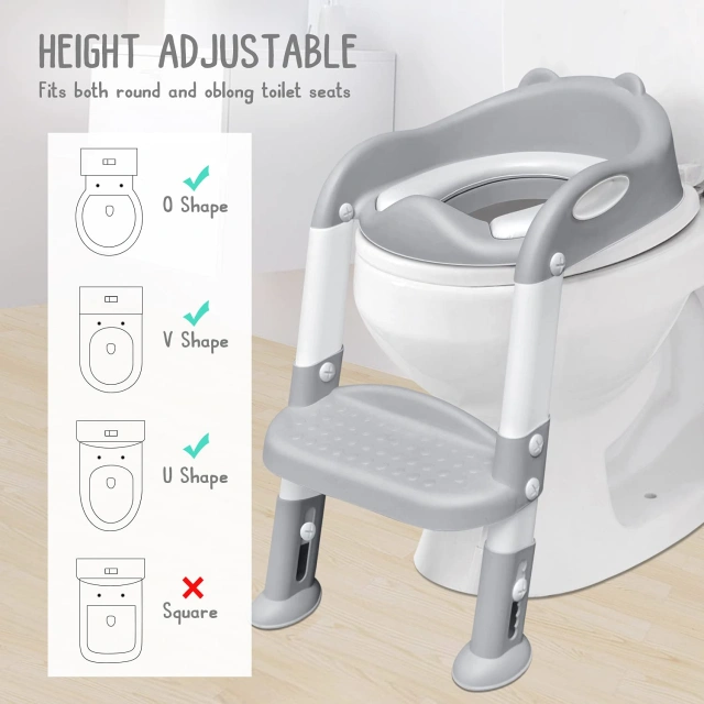 Potty Training Toilet Seat for Kids with Step Stool Ladder, Toddlers Comfortable Toilet Chair with Anti-Slip Pads and Safe Handle, Soft Cushion Toilet Training Seat for Boys Girls