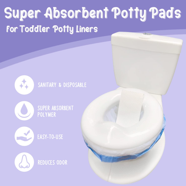 Super Absorbent Potty Pads for Potty Training Chair, Use with Potty Chair Liners for Toddlers, No Leaks Reduces Odor, Fit All Baby Travel Potty Bags & Portable Potty Bags (Only Pad Included)