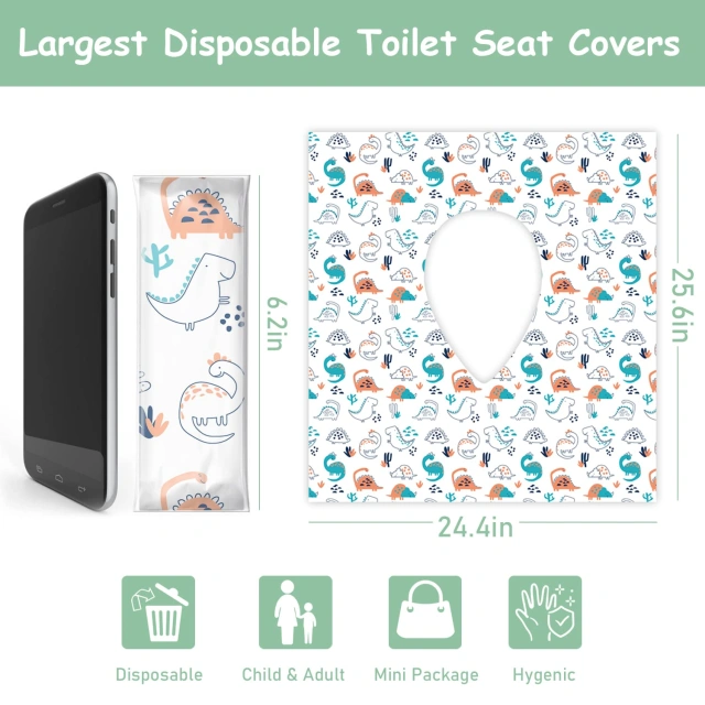Disposable Toilet Seat Covers for Kids & Adults,Protect from Public Toilets While Potty Training - Extra Large, Waterproof, Portable