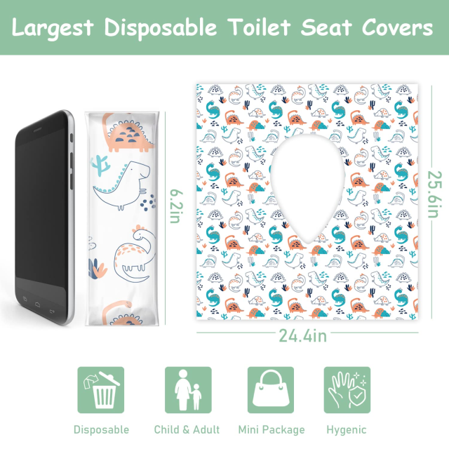 Disposable Toilet Seat Covers for Kids & Adults,Protect from Public Toilets While Potty Training - Extra Large, Waterproof, Portable