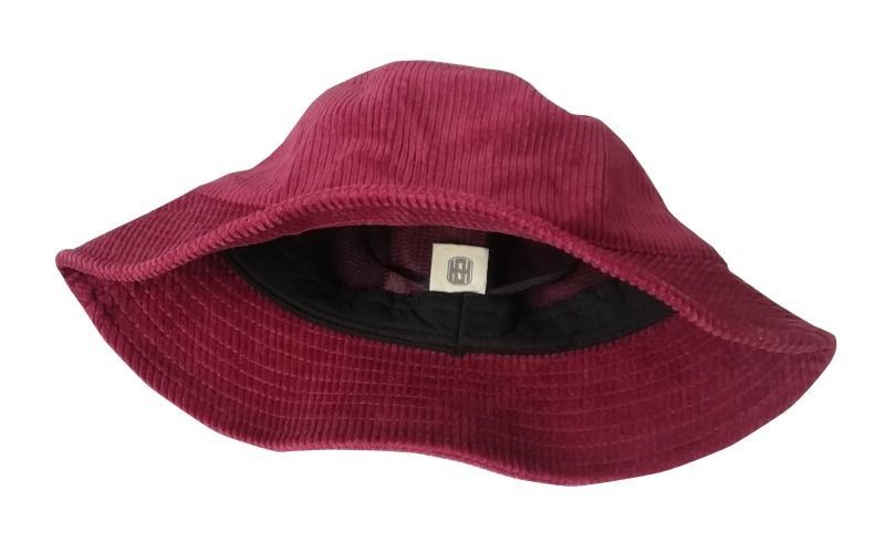 Maroon color corduroy plain bucket hat