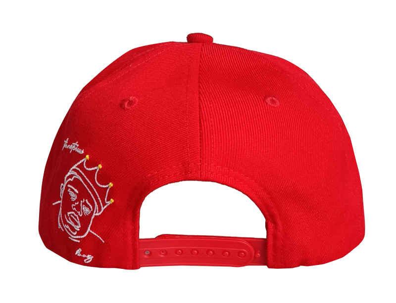 Red wool / acrylic material snapback cap