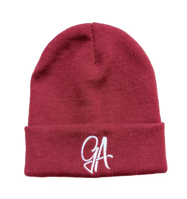 Custom maroon hat embroidery Beanie hat