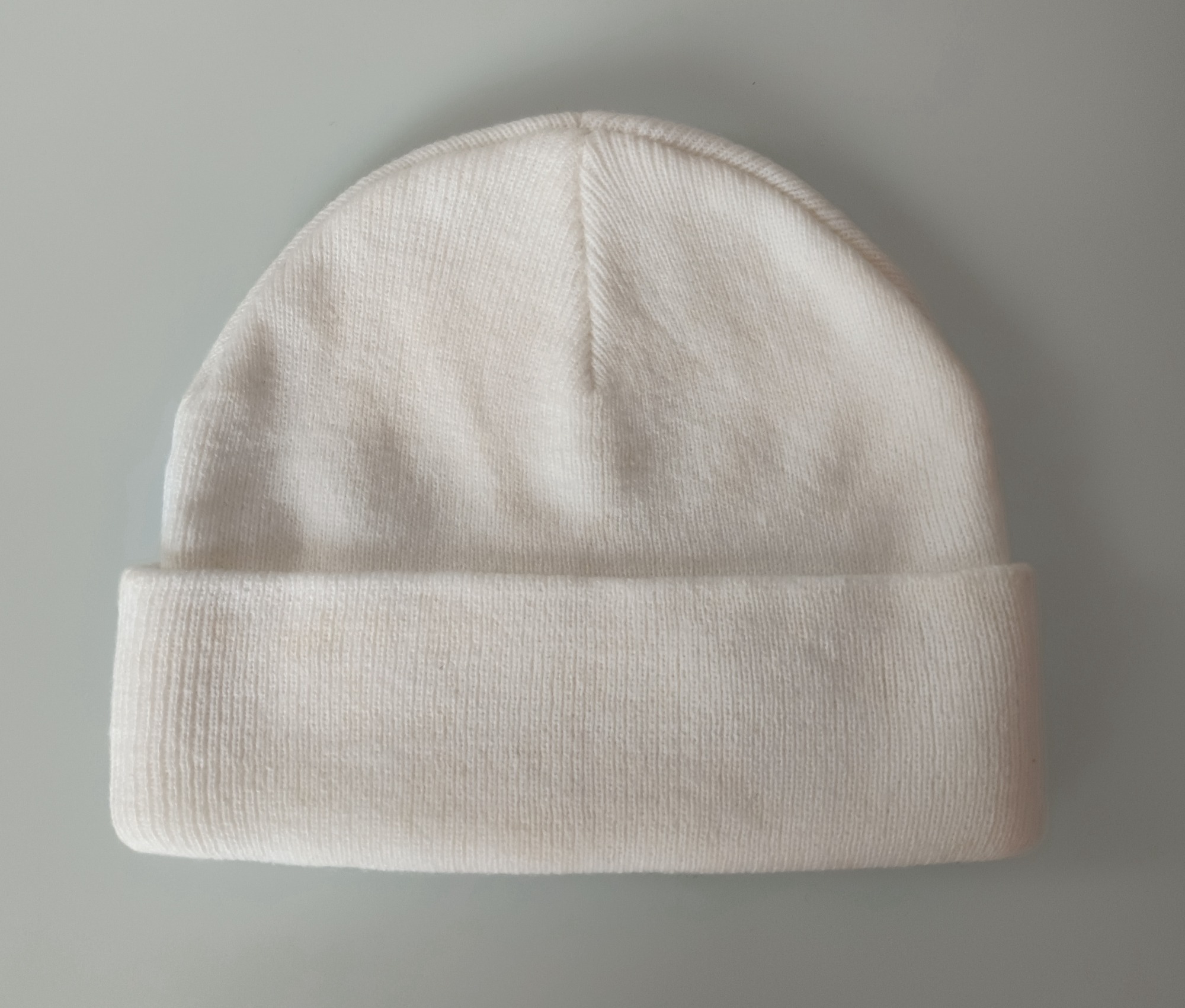 White beanie hat with Black embroidery logo