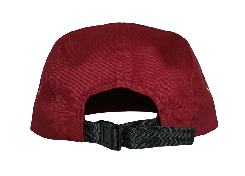 5 panel style nylon strap flat brim maroon snapback cap