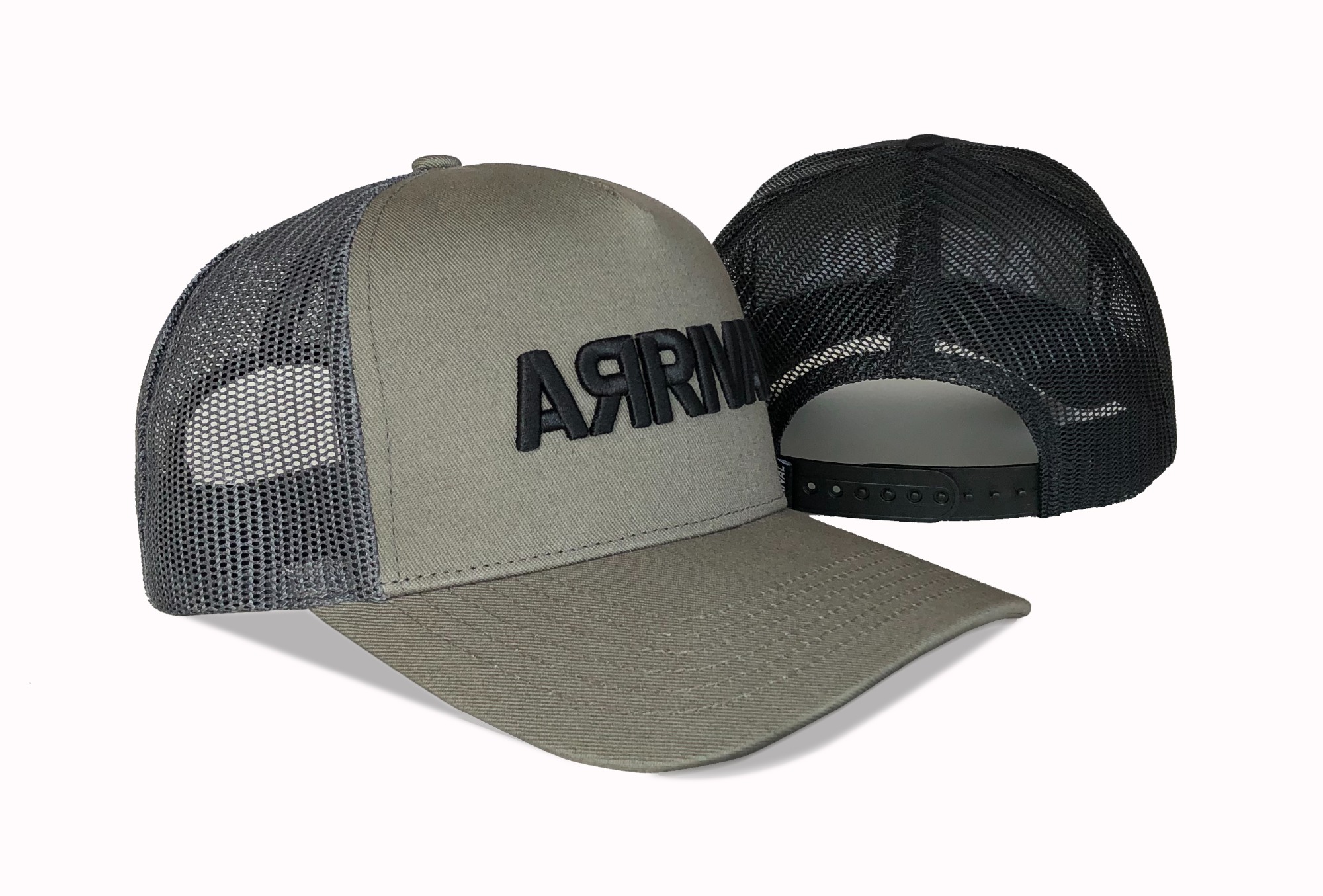 Custom charcoal grey 3D embroidery mesh Trucker Hats