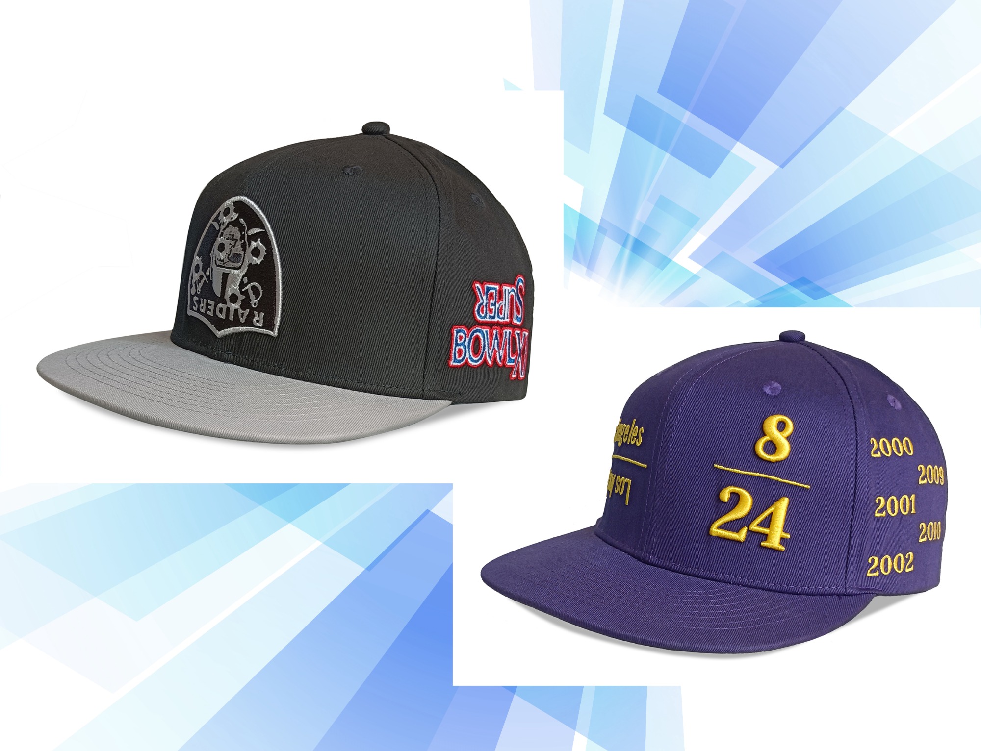 Custom 2 tones 3D embroidery patch logo flat bill snapback cap hat