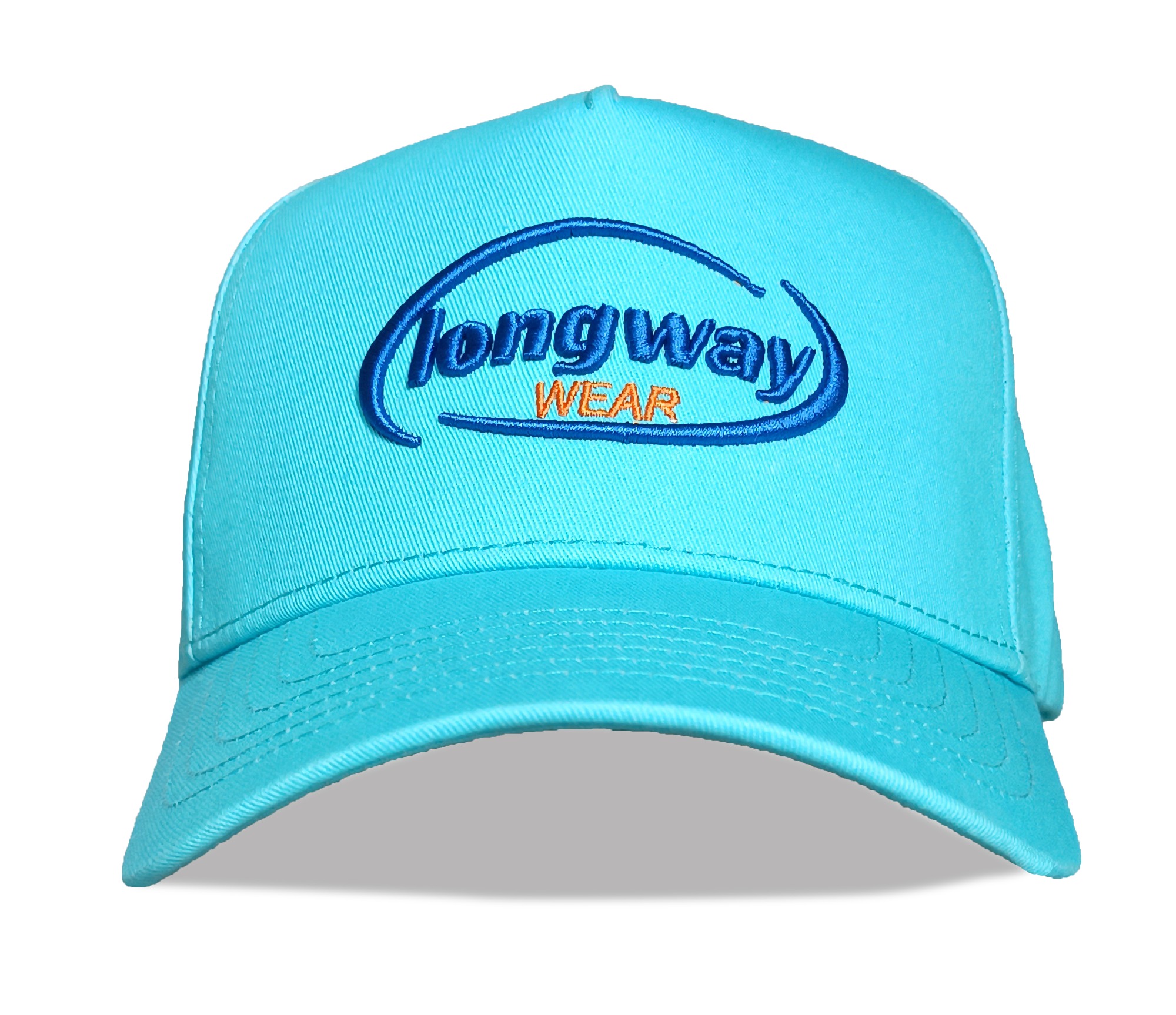 Custom blue 5 panel A frame 3D embroidery logo baseball cap