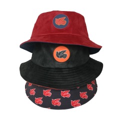Custom black suede unisex bucket hat