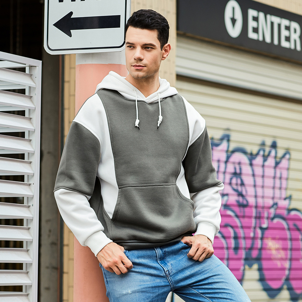 Color Blocking High Quality Pullover 10 Colors In Stock Sweatshirts Oversized Drop Shoulder Blank Fleece Hoodies
