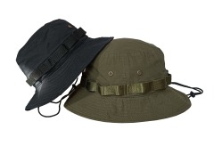 Ripstop olive green metal air vent string unisex bucket hat