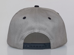 Custom 6 panel 2 tones red satin lining grey cotton black suede brim printing logo snapback cap