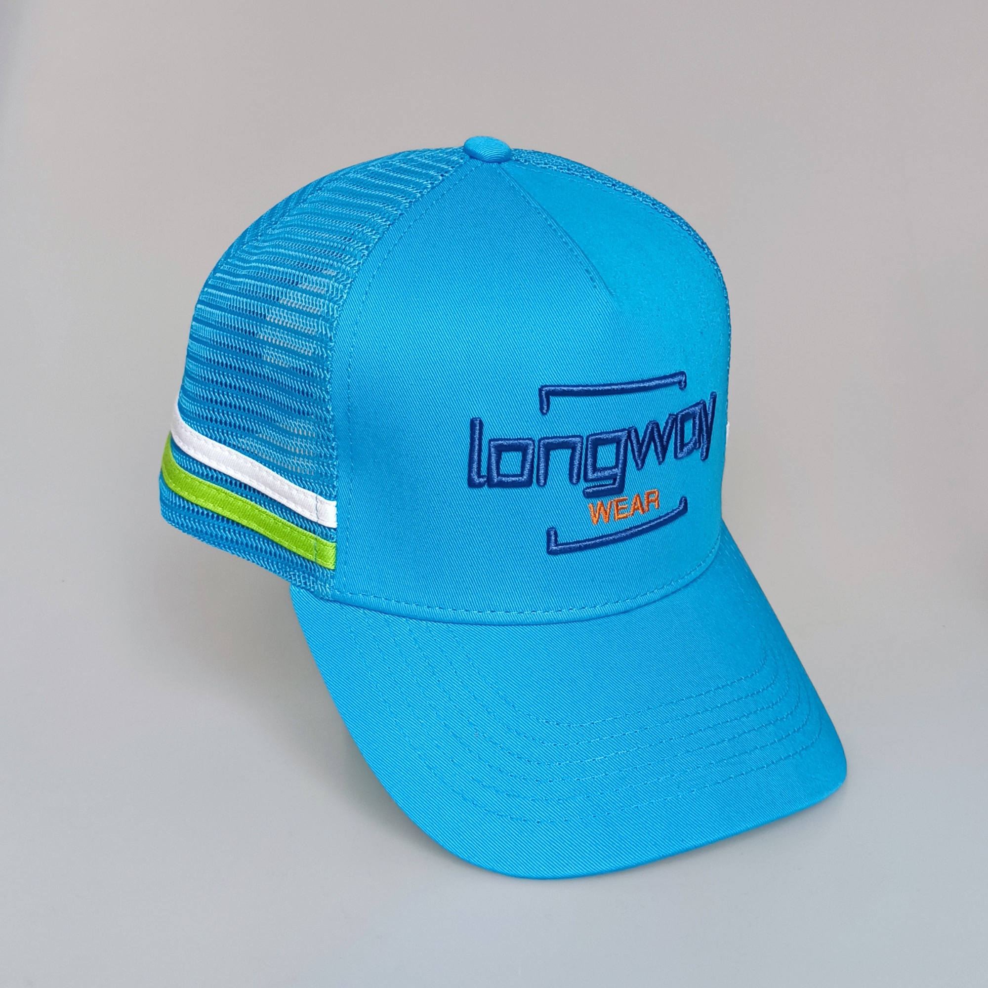 Custom side stripes Australia country trucker cap 3D embroidery logo high Profile 5 panel mesh hat