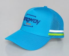 Custom side stripes Australia country trucker cap 3D embroidery logo high Profile 5 panel mesh hat