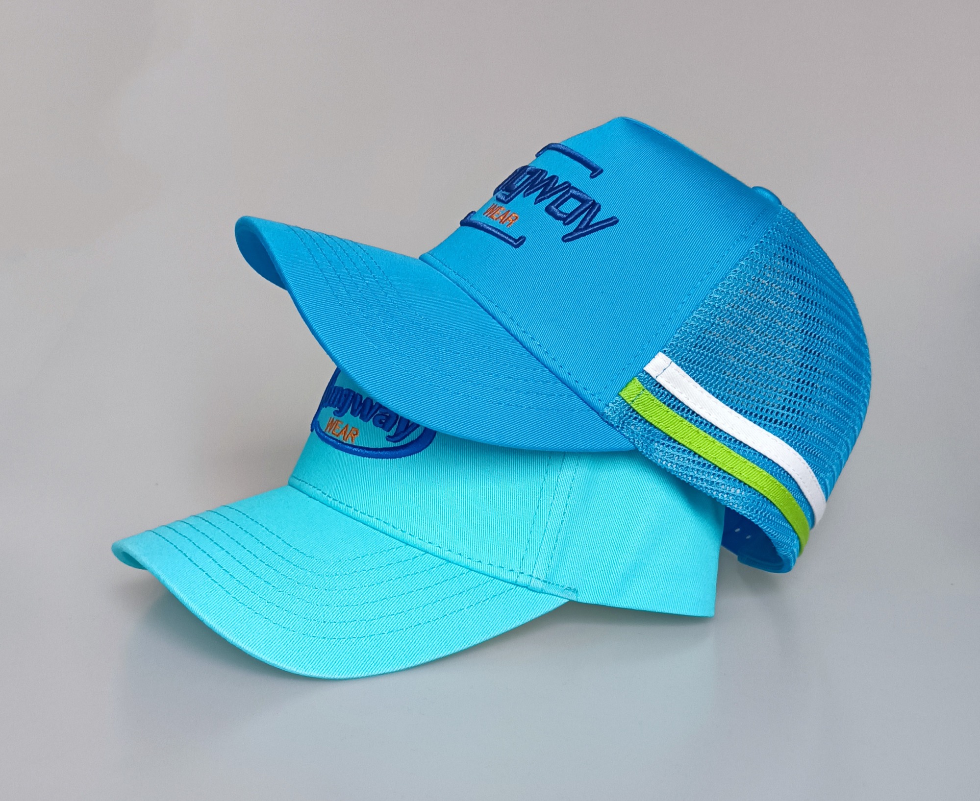 Custom side stripes Australia country trucker cap 3D embroidery logo high Profile 5 panel mesh hat