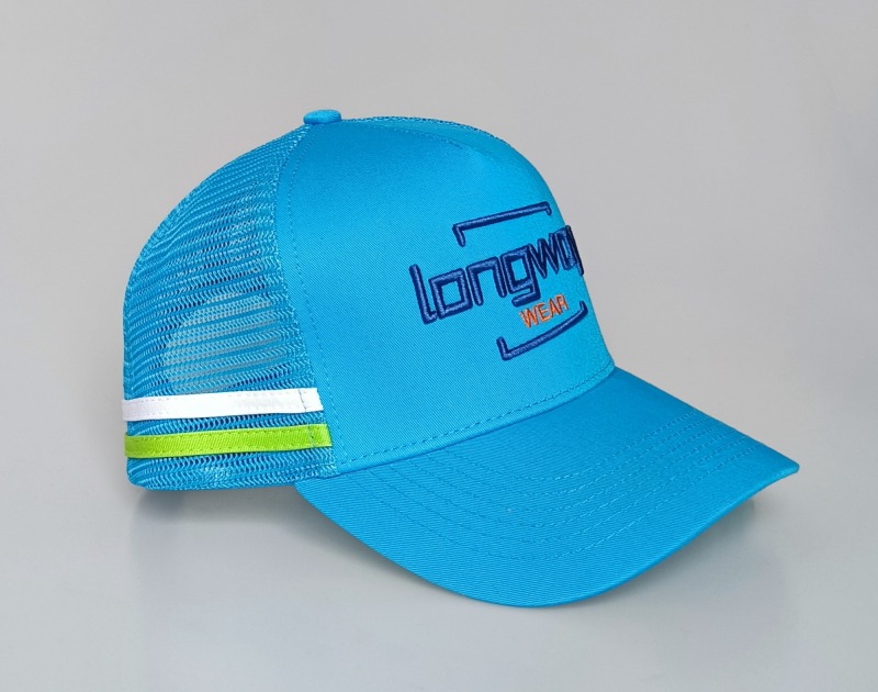 Custom side stripes Australia country trucker cap 3D embroidery logo high Profile 5 panel mesh hat