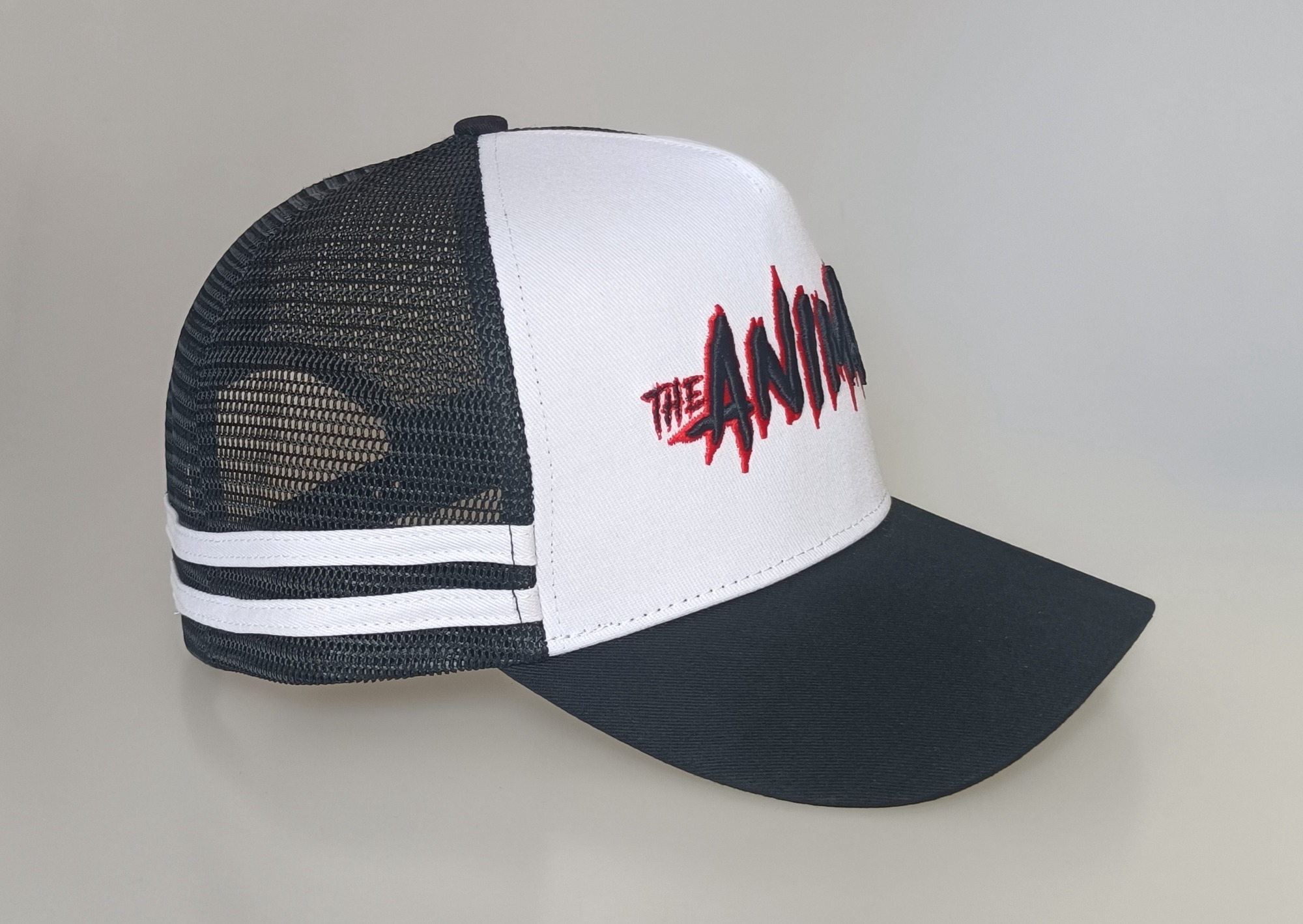Custom 5 panel high profile printed brim stripes hat Australia country trucker cap