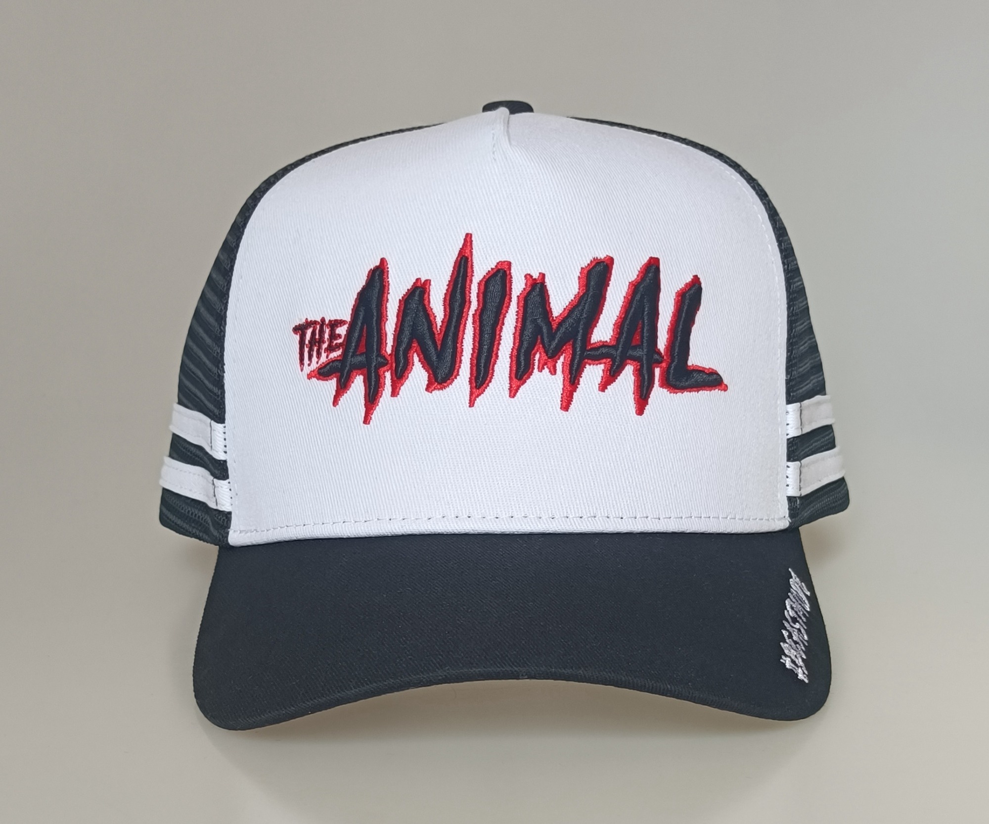 Custom 5 panel high profile printed brim stripes hat Australia country trucker cap