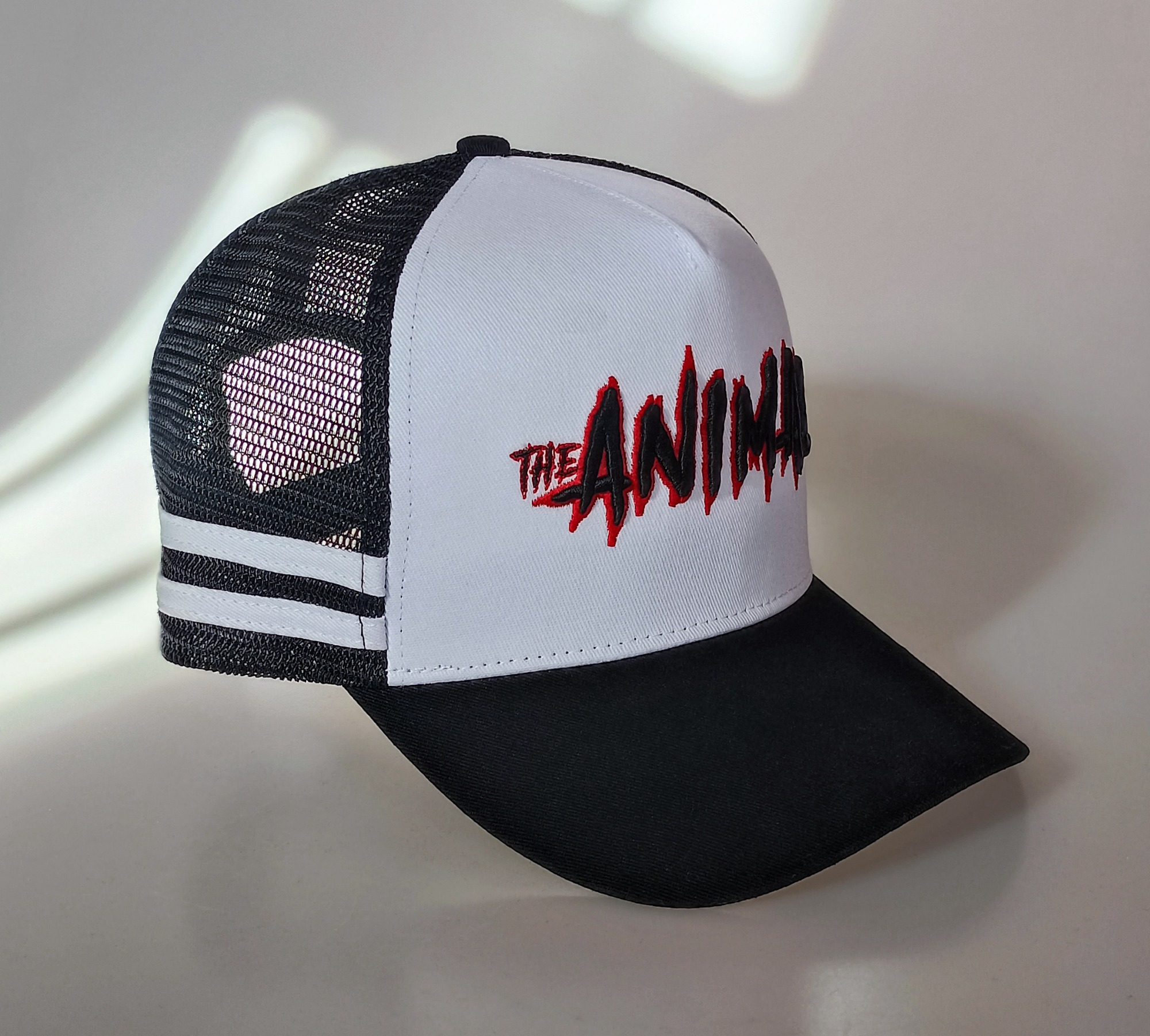 Custom 5 panel high profile printed brim stripes hat Australia country trucker cap
