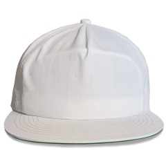 5 panel white nylon unstructured snapback cap with inside mesh panel