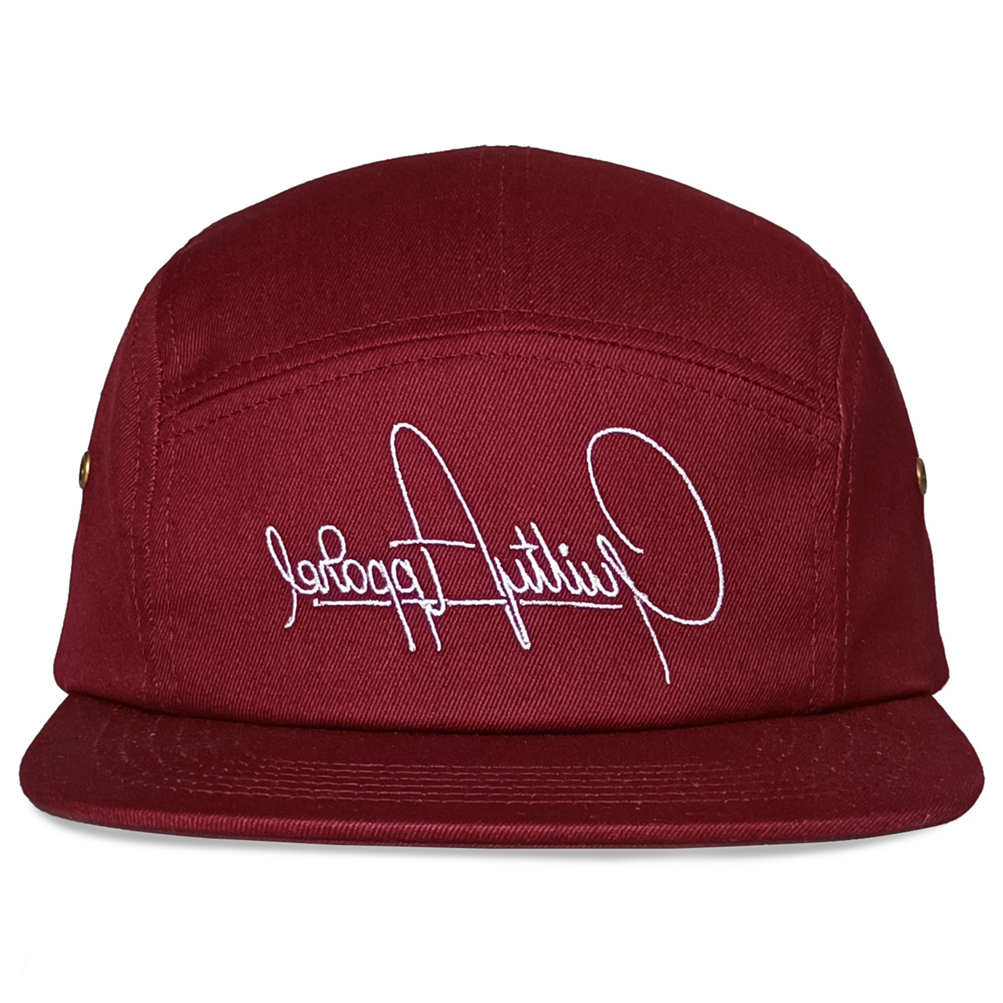 5 panel style nylon strap flat brim maroon snapback cap
