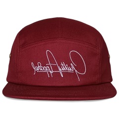 5 panel style nylon strap flat brim maroon snapback cap