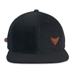 Black corduroy hat leather patch logo snapback cap
