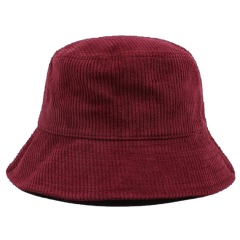 Maroon color corduroy plain bucket hat