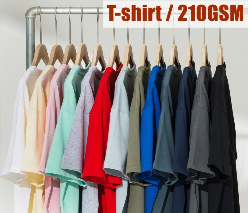 Wholesale Blank T Shirt Custom 100% Cotton 210gsm t-shirt Printing logo for Mens Plain t shirts Printed White Black T Shirt
