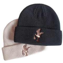 Custom black &amp; grey beanie knitted hat with high quality embroidery logo for winter cool hat
