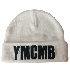 White beanie hat with Black embroidery logo