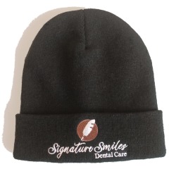 Custom black beanie knitted hat with embroidery logo