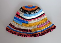Handmade woven colored crochet bucket winter stock knitted hat