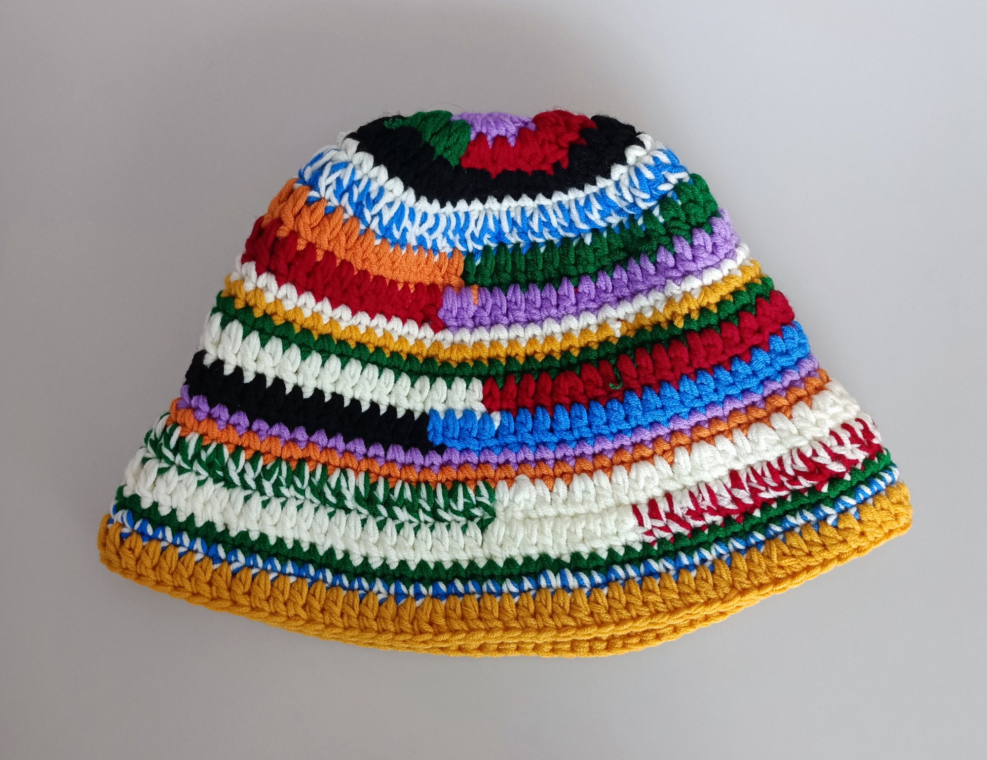 Handmade woven colored crochet bucket winter stock knitted hat