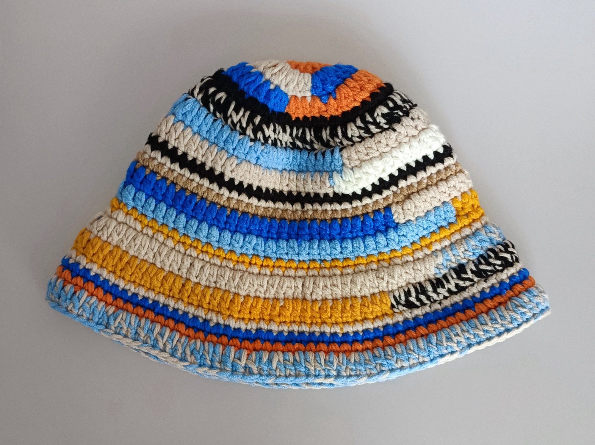 Handmade woven colored crochet bucket winter stock knitted hat
