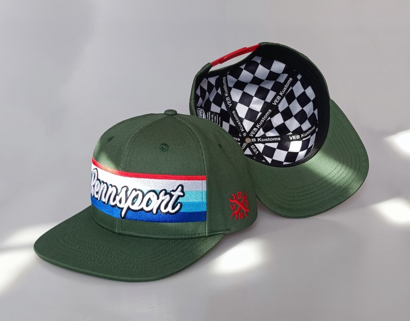 Custom green 6 panel flat brim hat inside satin printing snapback cap