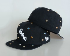 High quality wool acrylic blend 6 panel flat brim fitted hat colorful Rhinestones inlaid snapback cap