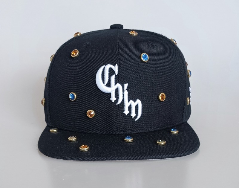 High quality wool acrylic blend 6 panel flat brim fitted hat colorful Rhinestones inlaid snapback cap