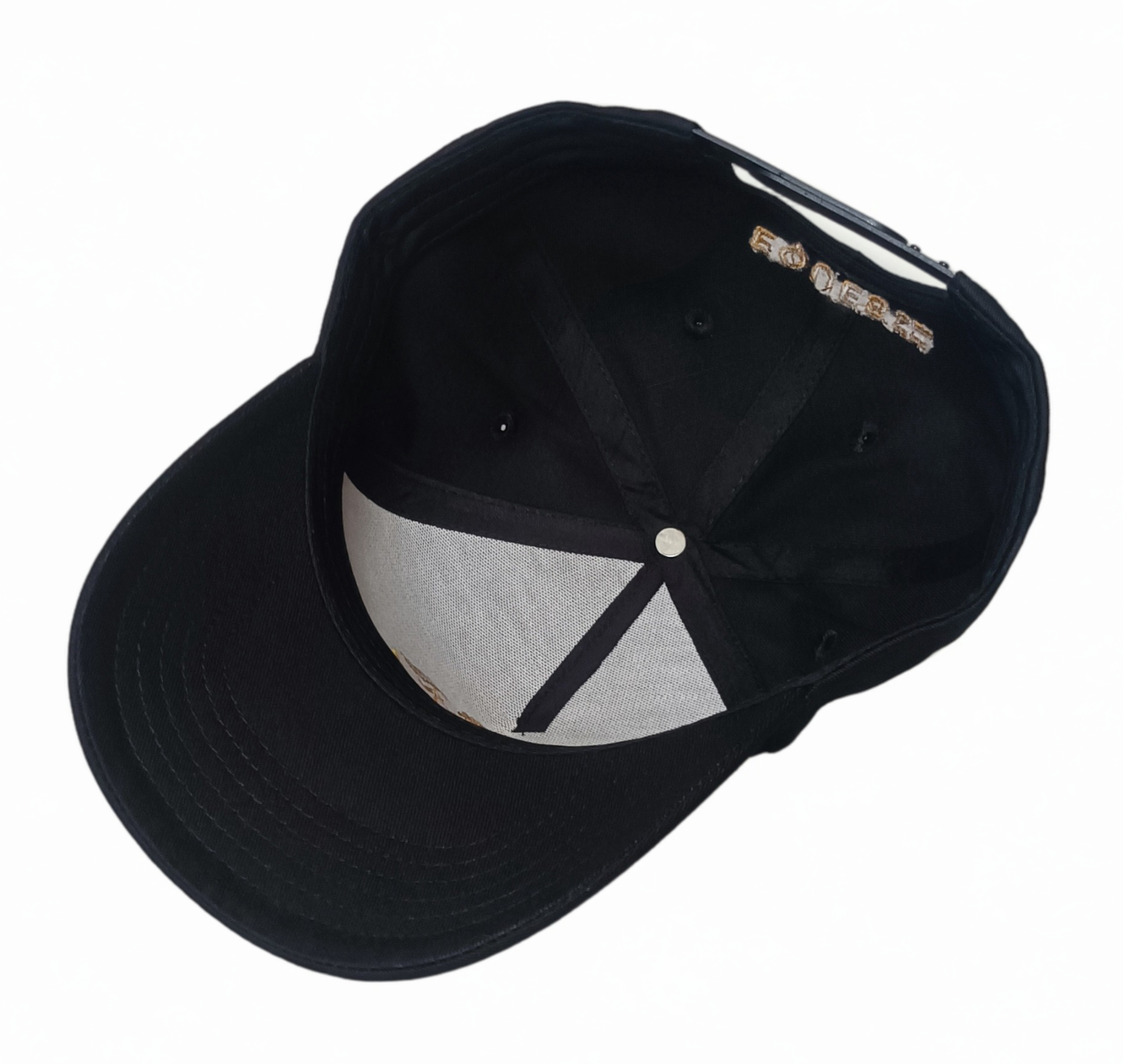 Black cotton gold embroidery logos 5 panel baseball cap