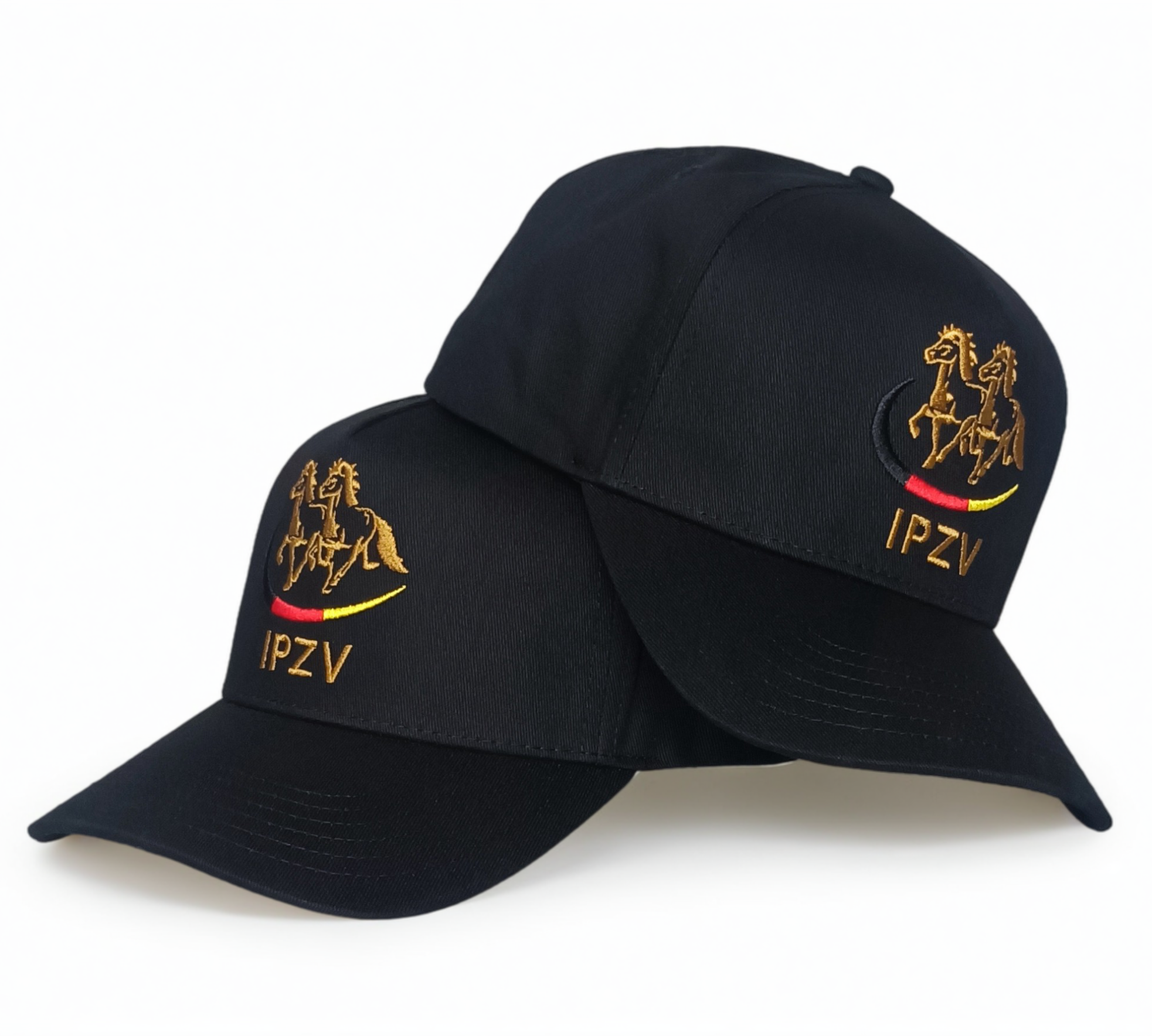 Black cotton gold embroidery logos 5 panel baseball cap
