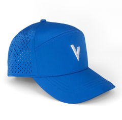 Royal blue 6 panel curved brim laser drops hole 3D embroidery waterproof baseball cap