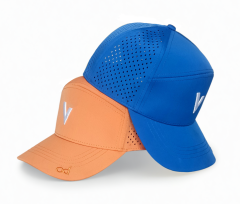 Royal blue 6 panel curved brim laser drops hole 3D embroidery waterproof baseball cap